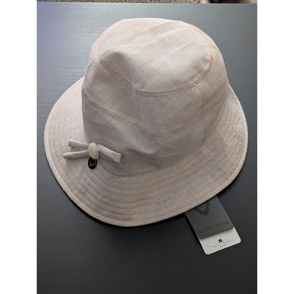 Black Horn Bucket Hat Women's Beige Boonie‎ OSFM NWT